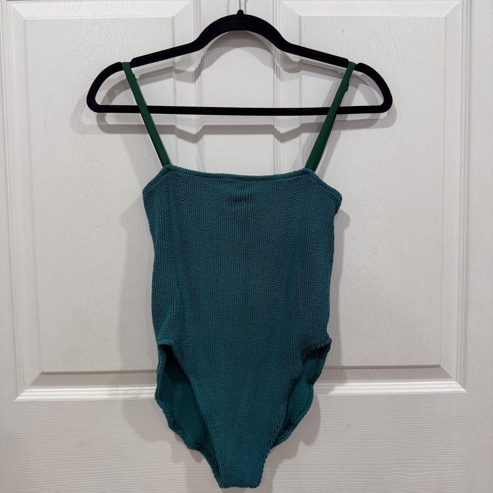 Youswim Teal Green Ribbed Crinkle One Piece Swimsuit Adjustable Straps
